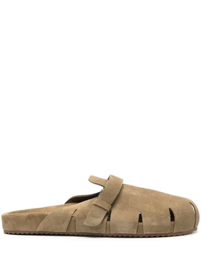 Ancient Greek Sandals Atlas Suede Slippers In Military
