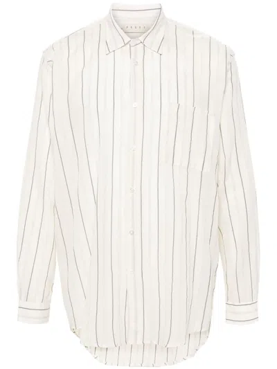 Paura Erzin Stripe-pattern Cotton Shirt In 101 Off White