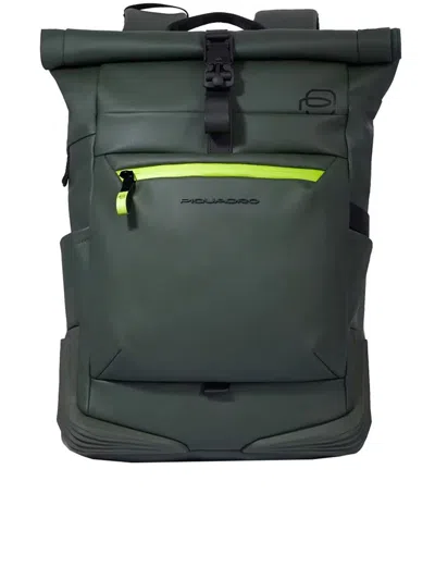 Piquadro Roll-top Backpack For Pc And Ipad Cpn Chest Strap Bags In Green
