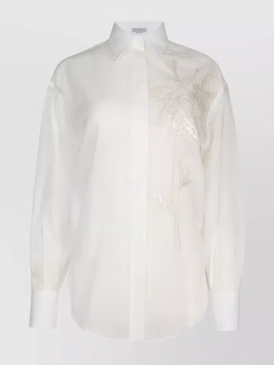 Brunello Cucinelli Embroidered Shirt In White
