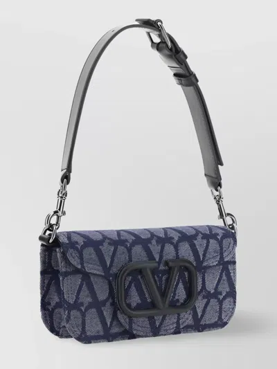 Valentino Garavani Toile Iconographe Handbag In Melange-denim/nero