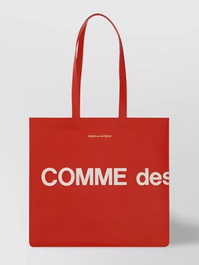 Comme Des Garçons Logo Print Tote Bag In Red