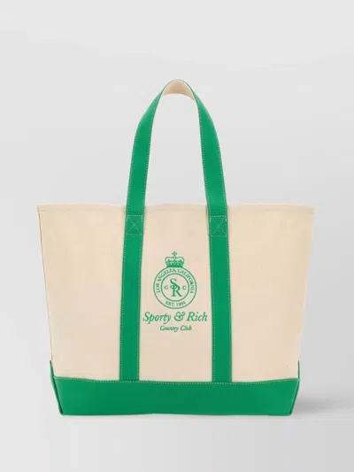 Sporty And Rich Cotton Canvas Shopping Bag With Contrasting Handles