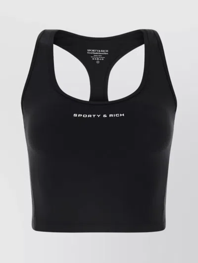 Sporty And Rich Logo-print Crop Top In Black