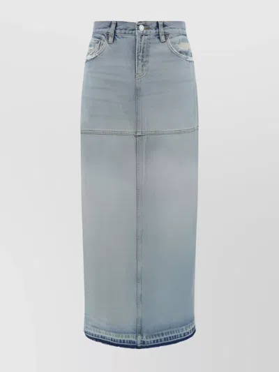 Re/done Denim Skirt In Ripped Tide