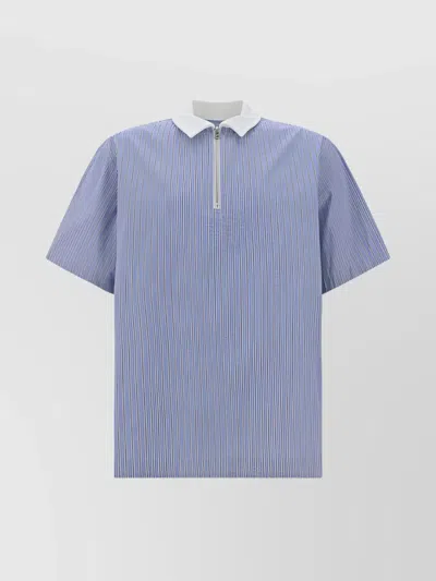 Sacai Polo Shirt In L/blue Stripe