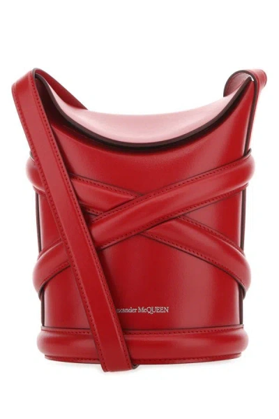 Alexander Mcqueen Woman Red Leather The Curve Bucket Bag