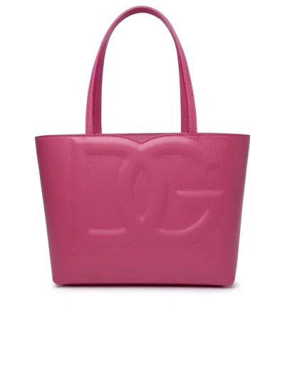Dolce & Gabbana Woman  Small 'dg' Pink Calf Leather Shopping Bag