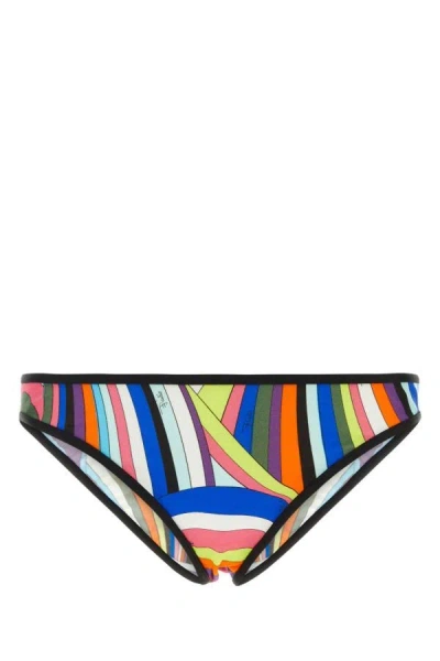Emilio Pucci Woman Printed Stretch Nylon Bikini Bottom In Multicolor