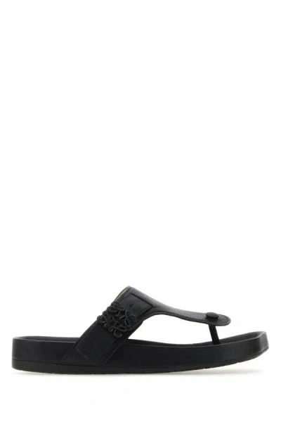 Loewe Leather Thong Sandals In Black  