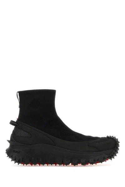 Moncler Unisex Black Fabric And Rubber Trailgrip Knit Slip Ons