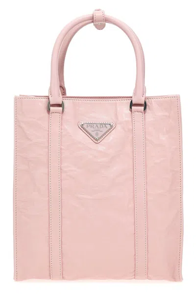 Prada Women 'nappa Antique' Small Shopping Bag In Pink