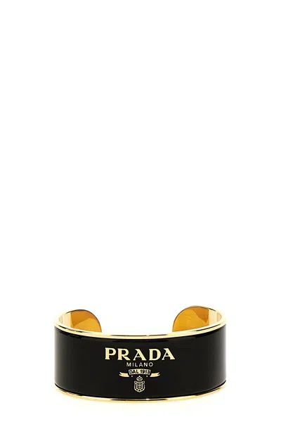 Prada Logo Bracelet In Black