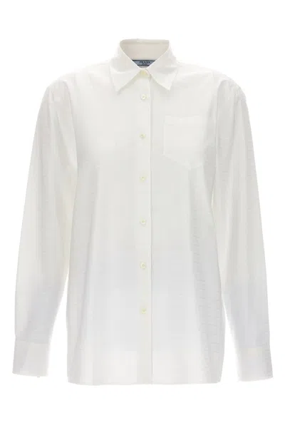 Prada Women Jacquard Logo Shirt In White