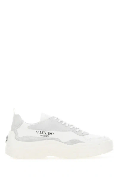 Valentino Garavani Man Two-tone Leather And Suede Gumboy Sneakers In White