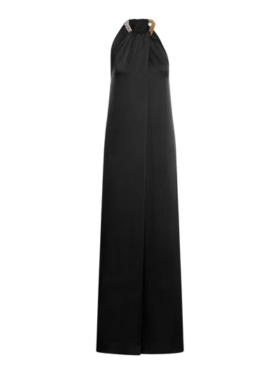 Stella Mccartney Chain Halterneck Sleeveless Maxi Dress In Black
