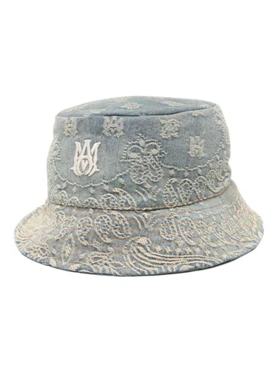 Amiri Embroidered Bandana Print Bucket Hat In Blue