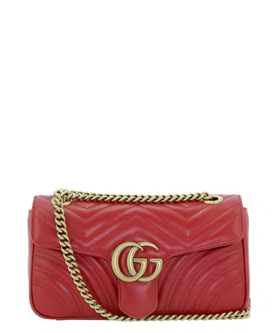 Gucci "gg Marmont 2" Shoulder Handbag In Red