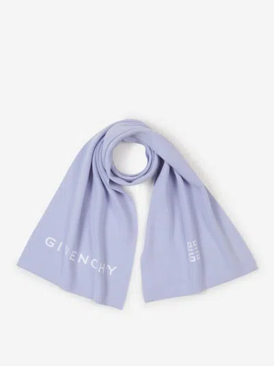 Givenchy Logo Embroidered Scarf In Blue