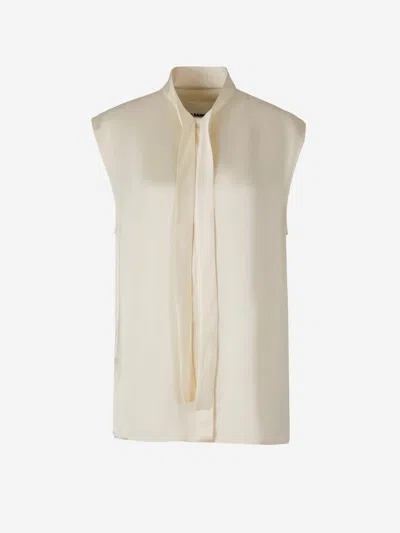 Jil Sander Tie Detailed Sleeveless Blouse In Cream
