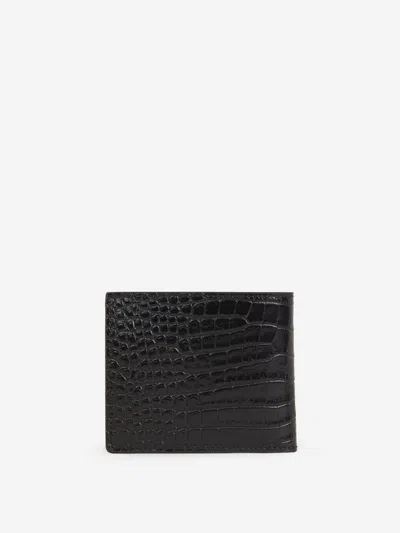Tom Ford Croco Effect Leather Wallet In Black