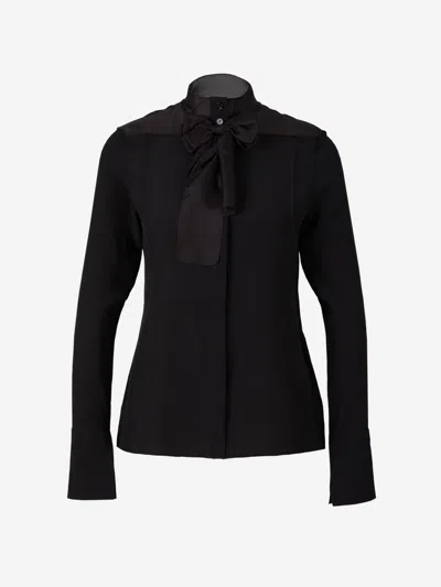 Victoria Beckham Silk Bow Blouse In Black