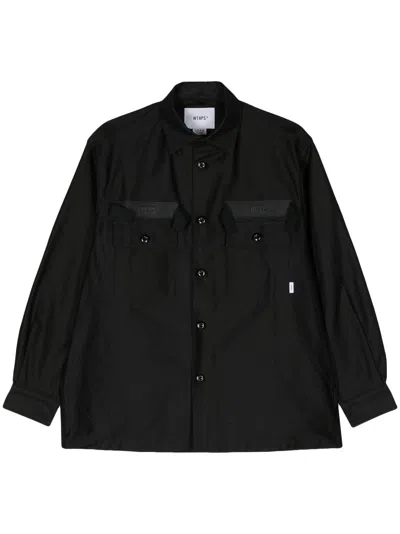 Wtaps Black Logo-embroidered Cotton Shirt In Schwarz