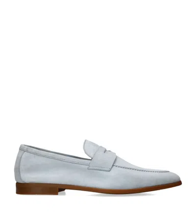 Magnanni Suede Aston Loafers In Blue