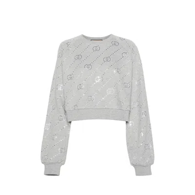 Gucci Gg Crop Sweatshirt In Gray