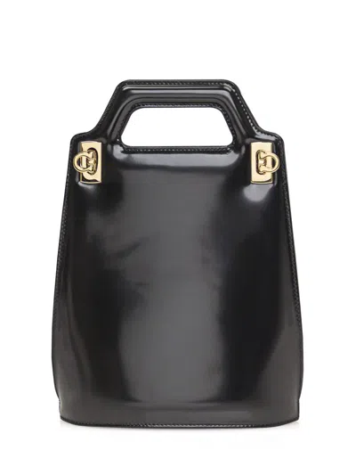 Ferragamo Wanda Leather Mini Bag In Black