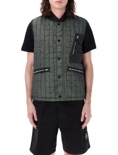 Stone Island Stella Quilted Padded Gilet In Green