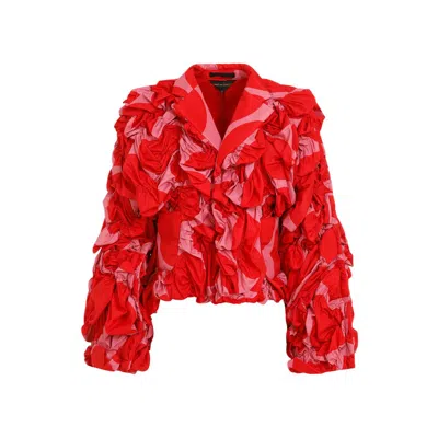 Comme Des Garçons Floral Patch Jacket In Red
