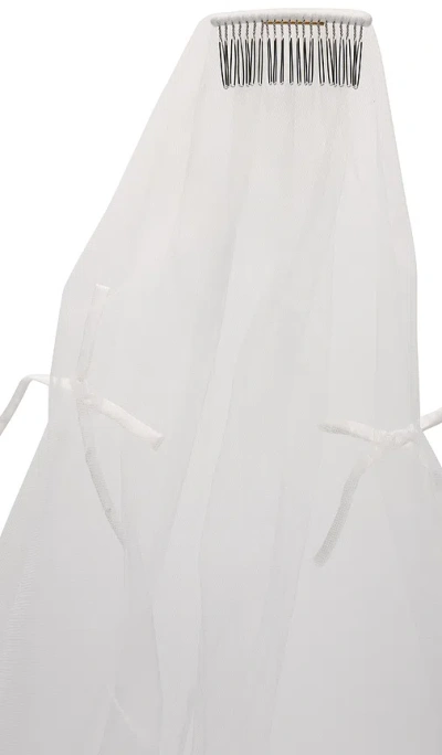 Ofrenda Studio Lazo Satin Bows Veil In White