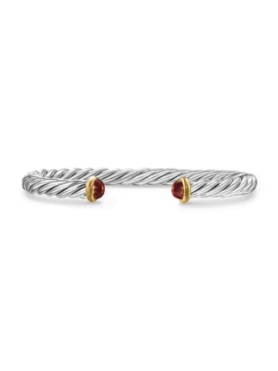 David Yurman Men's Cable Cuff Bracelet In Sterling Silver In Red Tigers Eye