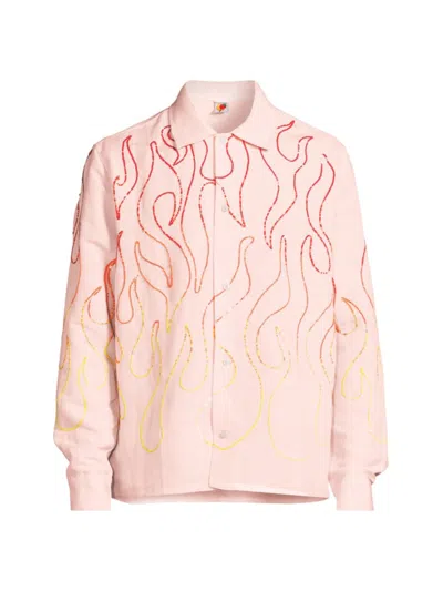 Sky High Farm Sequin-embellished Linen-blend Shirt In Pink