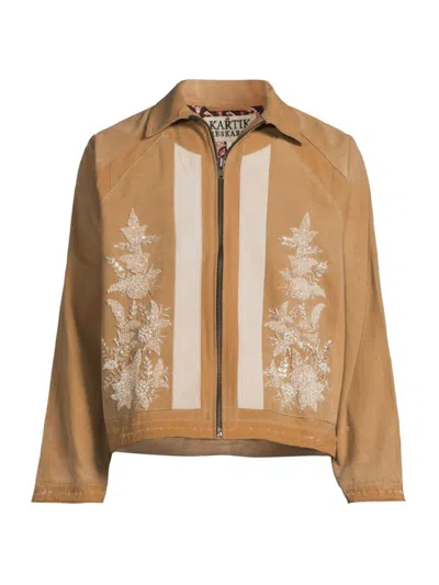 Kartik Research Beige T-pattern Jacket In Beige Gold