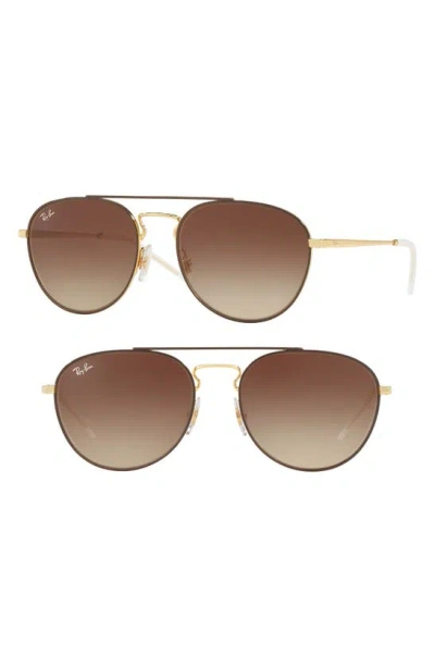 Ray Ban Gradient Square Sunglasses In Gold/brown