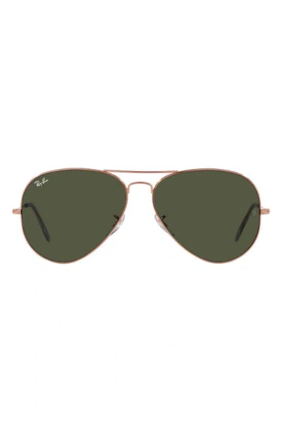 Ray Ban Ray-ban Unisex Polarized Brow Bar Aviator Sunglasses, 55mm In Green Polarized
