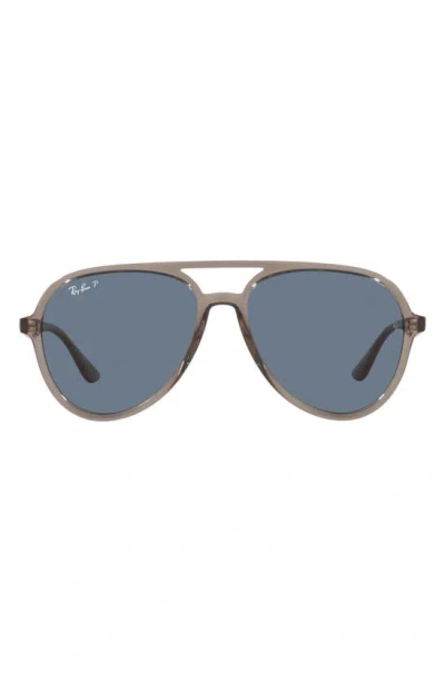 Ray Ban Ray-ban Polarized Brow Bar Sunglasses, 57mm In Gray/blue