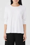 Eileen Fisher Petite Crewneck Jersey Top In White