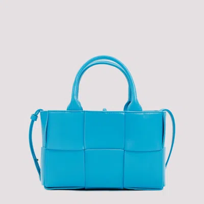 Bottega Veneta Macaroon Gold Leather Mini Arco Bag In Blue