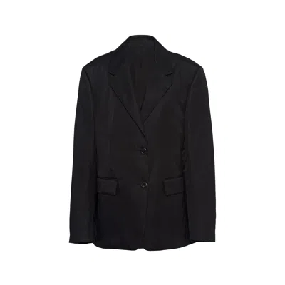 Prada Single-breasted Re-nylon Jacket In Black