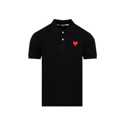 Comme Des Garçons Cotton Polo Shirt With Logo In Black