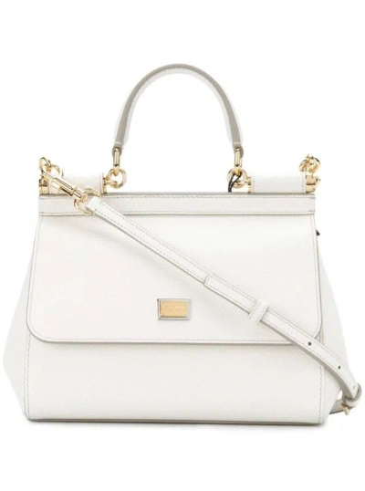 Dolce & Gabbana Sicily' White Handbag In Leather