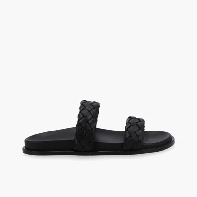 Alohas Calypso Braided Black Leather Sandals In Multi