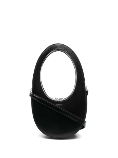 Coperni Black Monochrome Mini 'swipe' Bag With Oval Handle In Leather