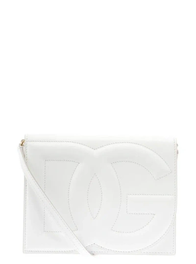 Dolce & Gabbana White Embossed Crossbody Bag
