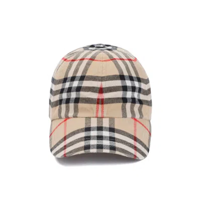 Burberry Check Baseball Hat In A Archive Beige