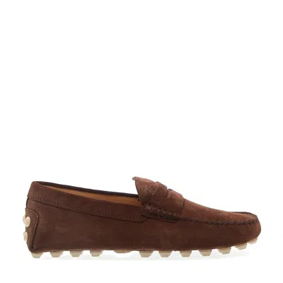 Tod's Bubble Moccasin In Brown Suede