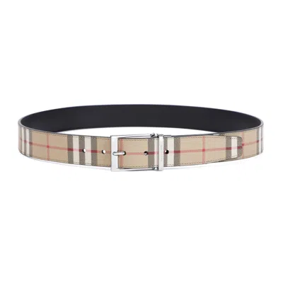 Burberry Check Belt In A Archive Beige Silver
